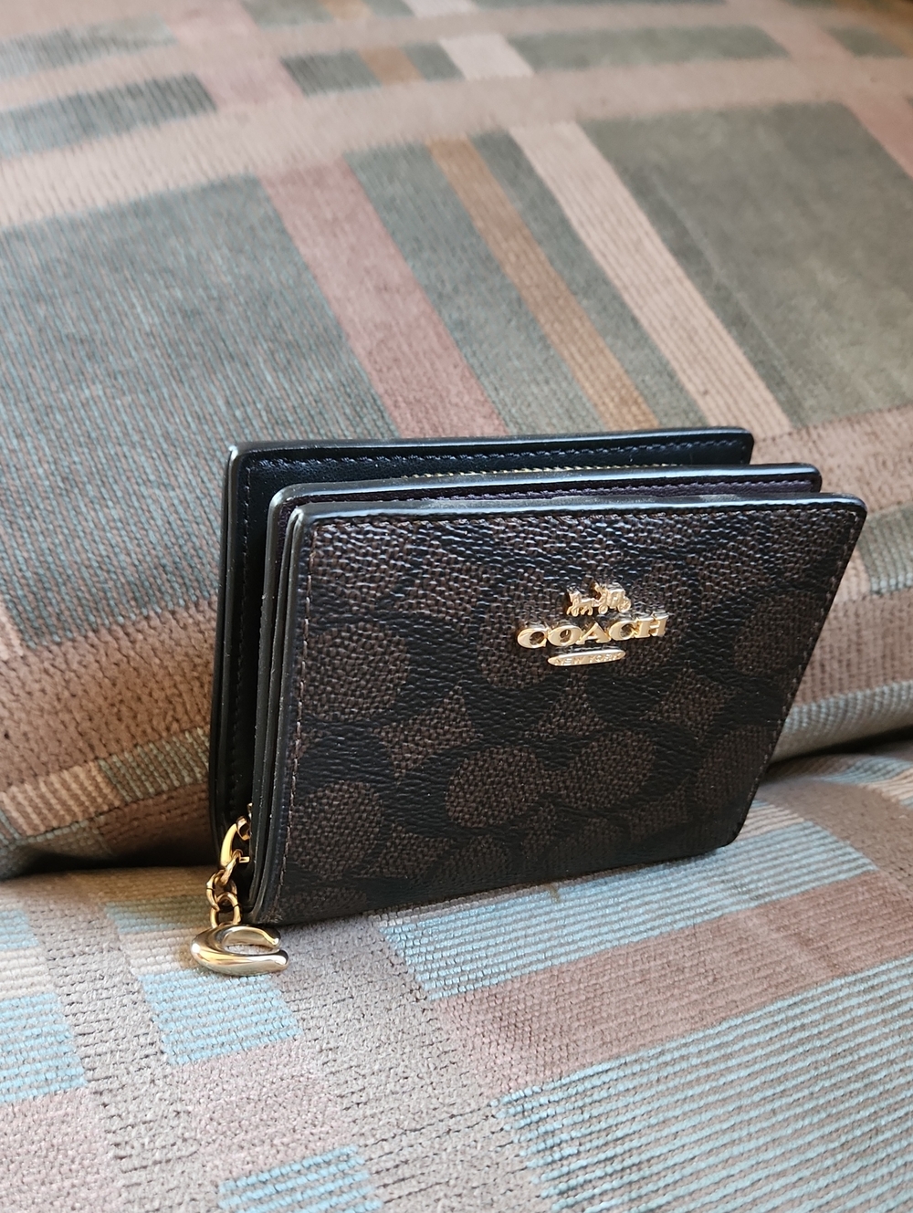 COACH Signature Compact Wallet Brown/Black - BRAND NEW